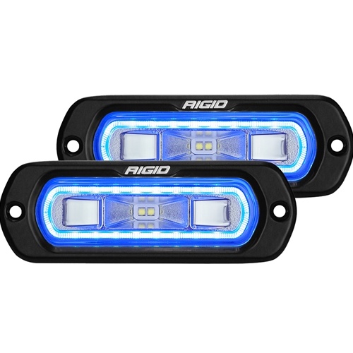 Rigid Industries SR-L Series Off-Road Spreader Pod 3 Wire Flush Mount With Blue Halo Pair